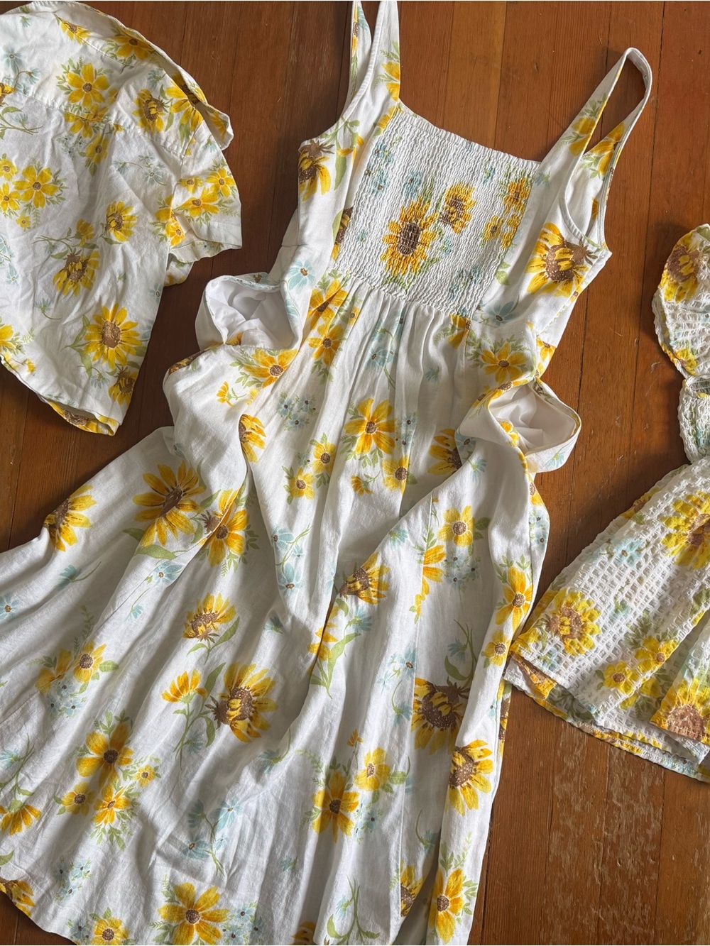Mommy & Me 3 peice Sunflower Print White & Yellow Set